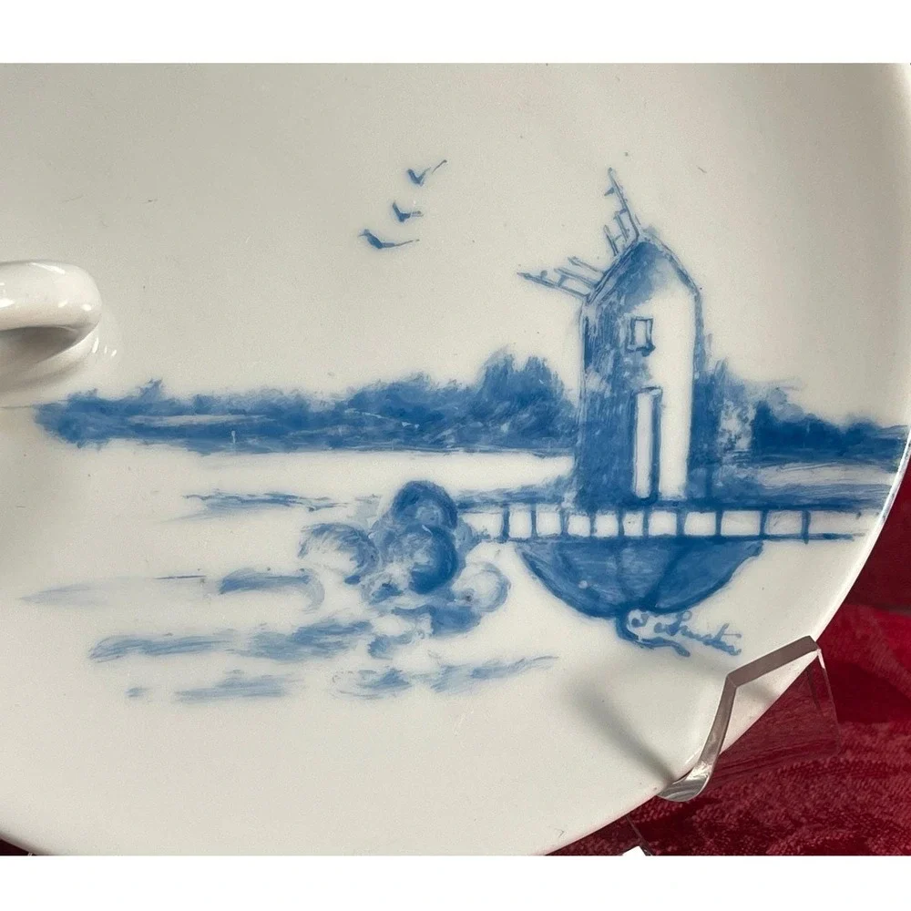Vintage Epiag Royal Finger Ring Plate Hand Painted Blue Czechoslovakia 1920s